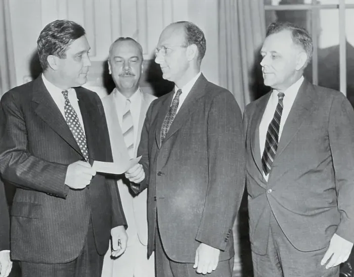 Framed Print : Wendell Willkie accepting Check from David E. Lilienthal Framed Print : Wendell Willkie accepting Check from David E. Lilienthal