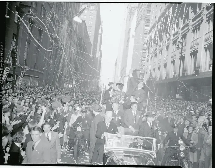 Framed Print : Wendell Willkie Waving to Cheering Crowds