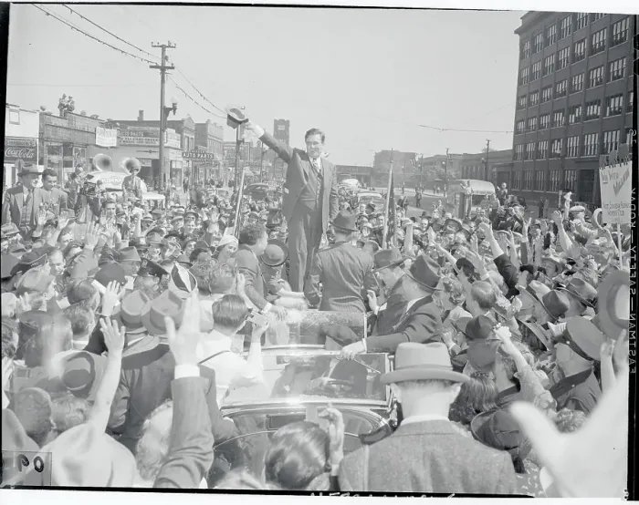 Framed Print : Wendell Willkie Waving to Crowds