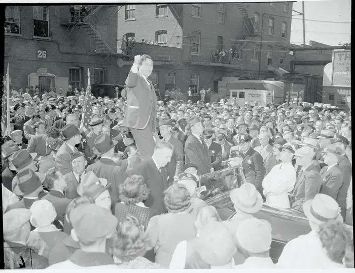 Framed Print : Wendell Willkie Waving to Crowds Framed Print : Wendell Willkie Waving to Crowds