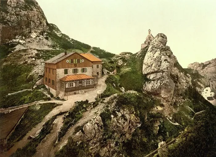 Framed Print : The Wendelstein House in Bavaria, c. 1890, Germany, Historic, digitally restored reproduction from a 19th century original Framed Print : The Wendelstein House in Bavaria, c. 1890, Germany, Historic, digitally restored reproduction from a 19th century original