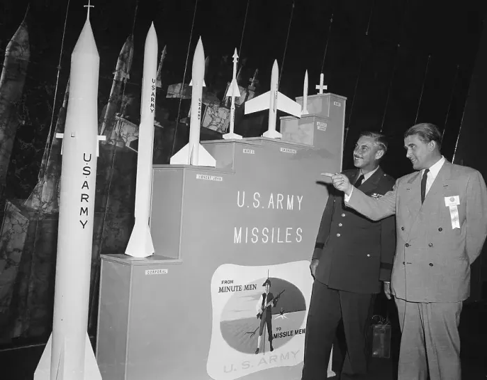 Framed Print : Wenher Von Braun Views Missile Display