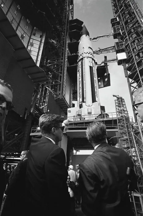 Framed Print : Werner Von Braun and John Kennedy