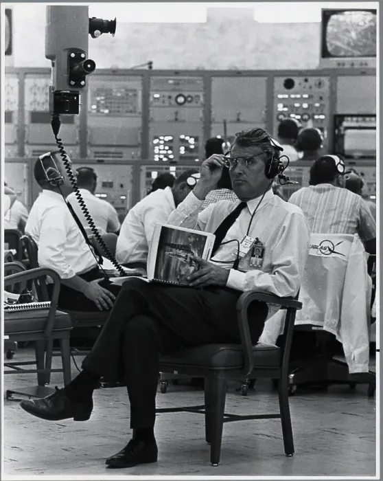 Framed Print : Wernher Von Braun, Seated W / Manual