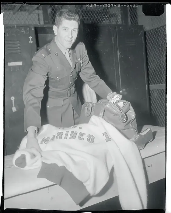 Framed Print : Wes Santee in Military Uniform and Gathering Goods for Travel Framed Print : Wes Santee in Military Uniform and Gathering Goods for Travel