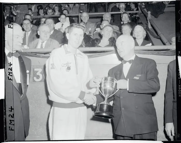 Framed Print : Wes Santee Receiving Trophy From Thomas F. Harrigan Framed Print : Wes Santee Receiving Trophy From Thomas F. Harrigan
