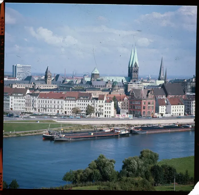 Framed Print : Weser River and Bremen in Germany Framed Print : Weser River and Bremen in Germany