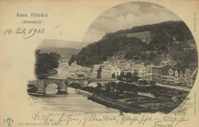 Framed Print : Weserblick in Hannoversch Muenden, Hann. Muenden, Lower Saxony, Germany, postcard with text, view around ca 1910, historical, digital reproduction of a historical postcard, public domain, from that time, exact date unknown Framed Print : Weserblick in Hannoversch Muenden, Hann. Muenden, Lower Saxony, Germany, postcard with text, view around ca 1910, historical, digital reproduction of a historical postcard, public domain, from that time, exact date unknown
