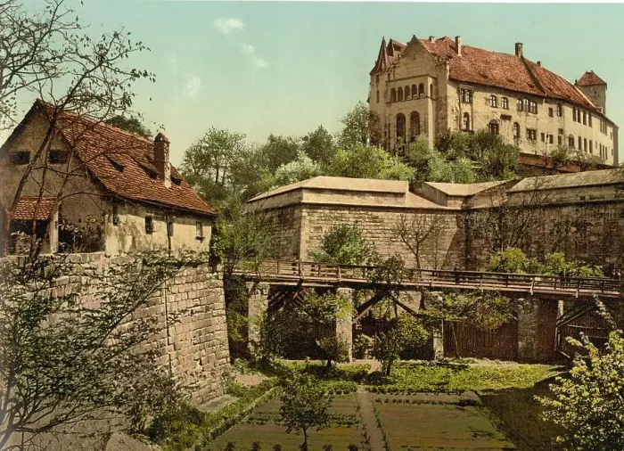 Framed Print : West side of the castle in Nuremberg, Bavaria, Germany, Historic, digitally restored reproduction of a photochrome print from the 1890s Framed Print : West side of the castle in Nuremberg, Bavaria, Germany, Historic, digitally restored reproduction of a photochrome print from the 1890s