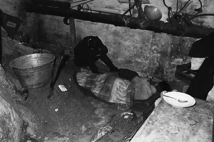 Framed Print : West Germans Resting from Digging Tunnel