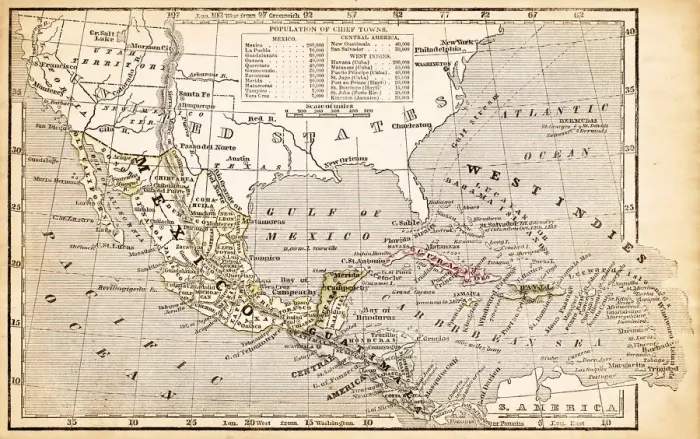 Framed Print : West Indies map 1855 Framed Print : West Indies map 1855