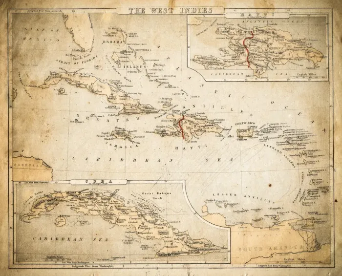 Framed Print : West Indies map of 1869 Framed Print : West Indies map of 1869