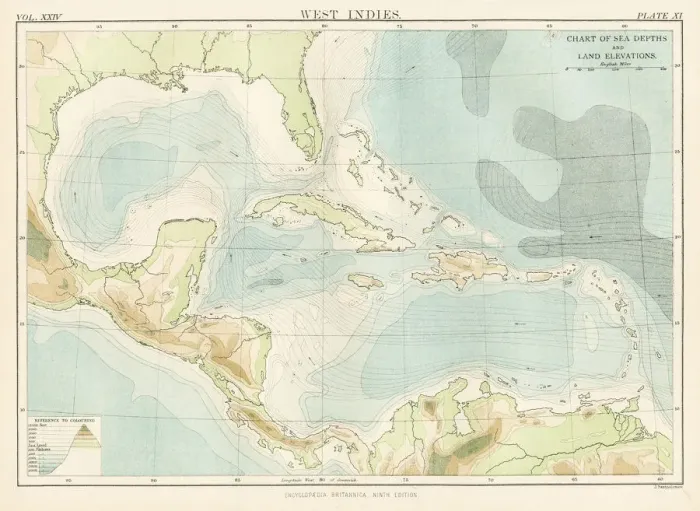 Framed Print : West Indies map 1885 Framed Print : West Indies map 1885