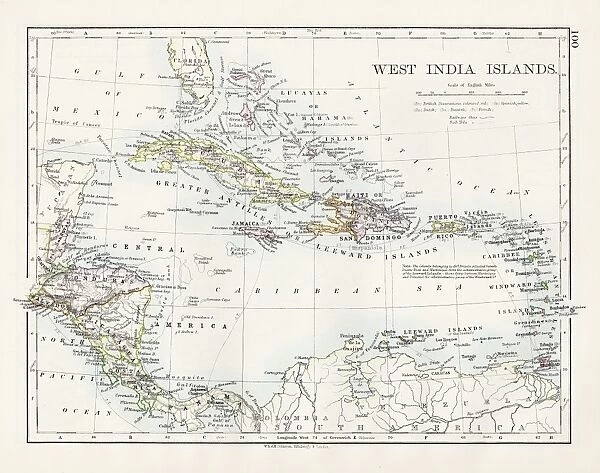West indies map 1897