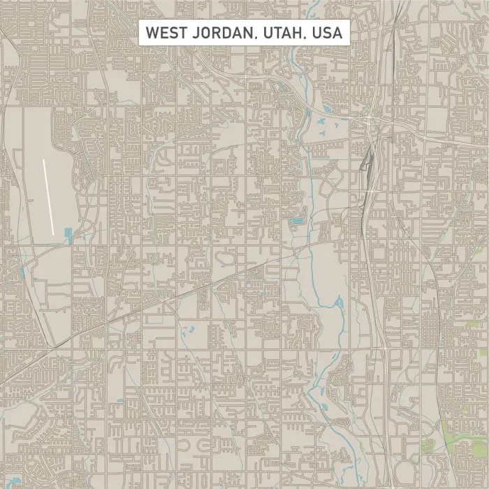 Framed Print : West Jordan Utah US City Street Map Framed Print : West Jordan Utah US City Street Map