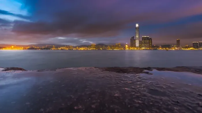 Framed Print : West kowloon skyline at blue hour Framed Print : West kowloon skyline at blue hour