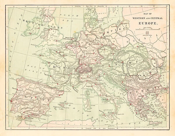 Western and Central Europe map 1881