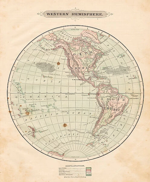 Western Hemisphere map 1881