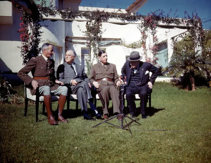Framed Print : Western Leaders Seated On Villa Lawn Framed Print : Western Leaders Seated On Villa Lawn