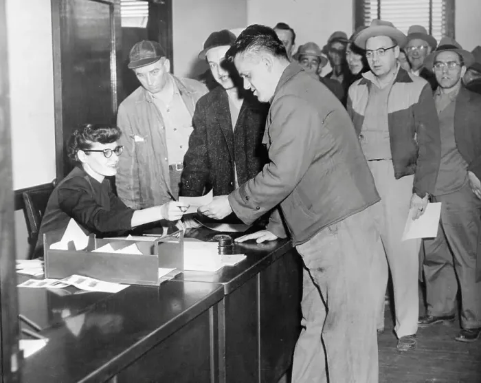 Framed Print : Westinghouse Electric Corp. Employees Filing for Unemployment Compensation