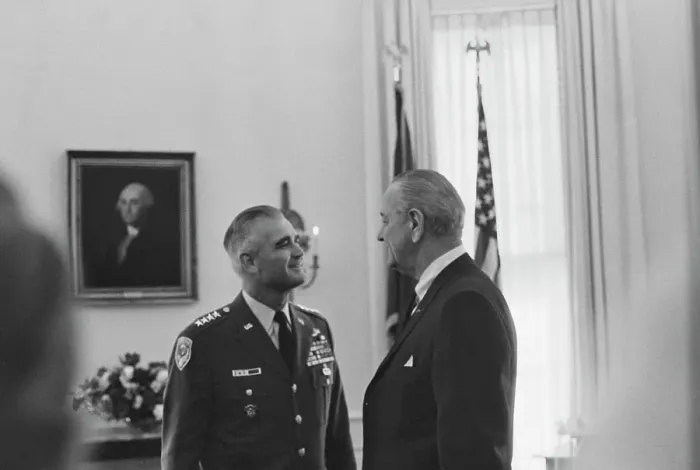 Framed Print : Westmoreland Meets LBJ At The White House, 1967 Framed Print : Westmoreland Meets LBJ At The White House, 1967