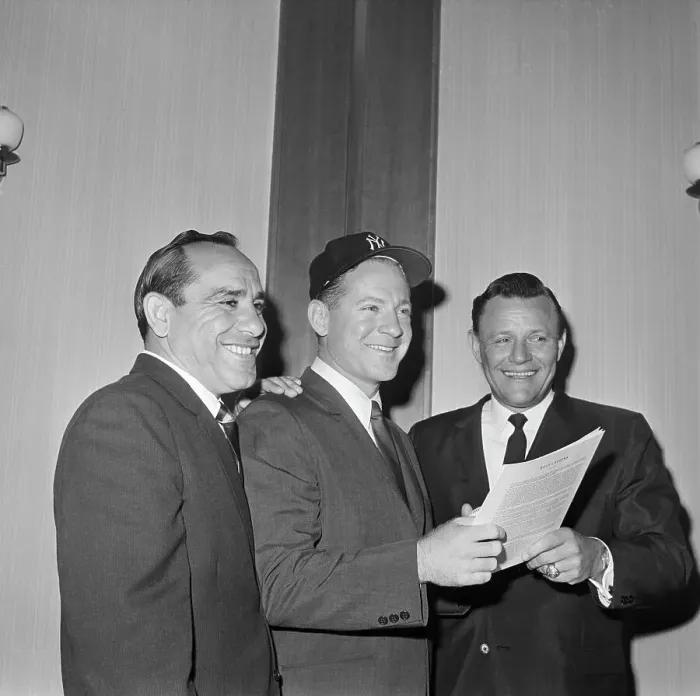 Framed Print : W.Ford, Y.Berra, R.Houk Look At Contract Framed Print : W.Ford, Y.Berra, R.Houk Look At Contract