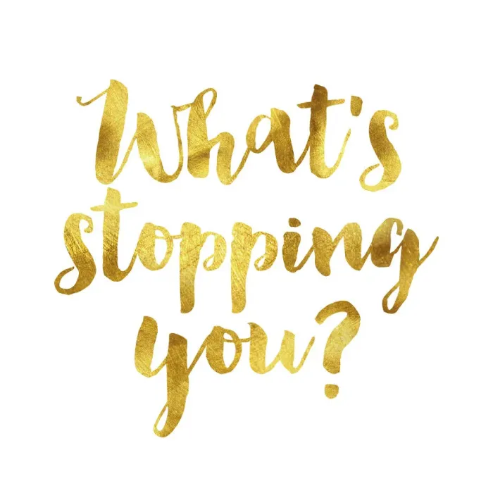 Framed Print : Whats stopping you gold foil message Framed Print : Whats stopping you gold foil message