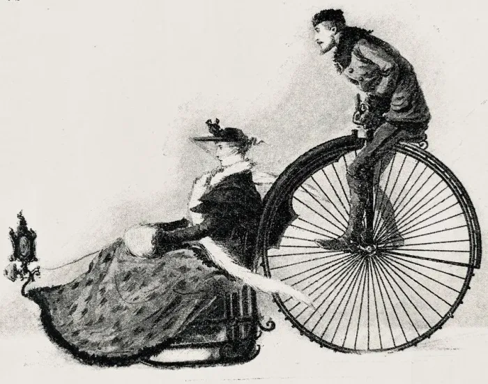 Framed Print : Wheel sled, Husband drives his wife in winter, with spikes on wheel Framed Print : Wheel sled, Husband drives his wife in winter, with spikes on wheel