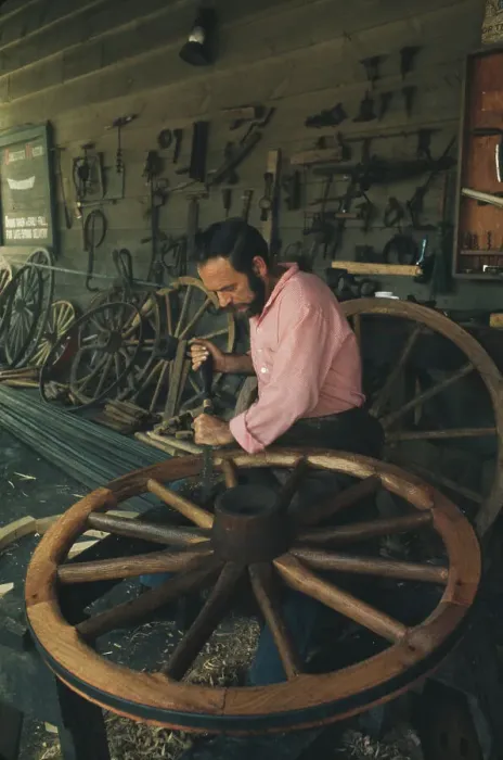 Framed Print : Wheelwright At Work Framed Print : Wheelwright At Work