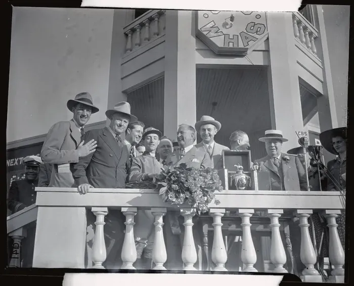 Framed Print : Whirlaway's Team Receiving Trophy