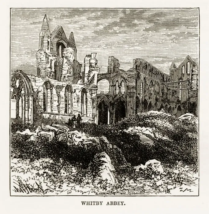 Framed Print : Whitby Abbey in Yorkshire, England Victorian Engraving, Circa 1840 Framed Print : Whitby Abbey in Yorkshire, England Victorian Engraving, Circa 1840