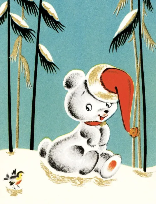 Framed Print : White bear with Santa