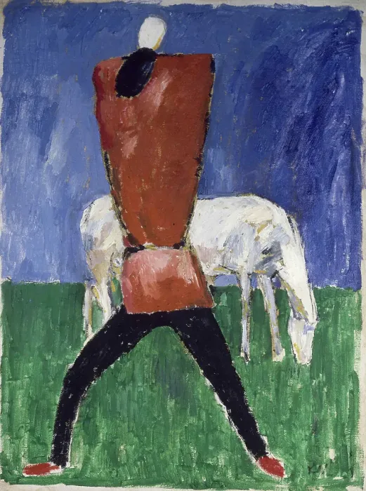 Framed Print : The White Horse (Man And Horse) Framed Print : The White Horse (Man And Horse)