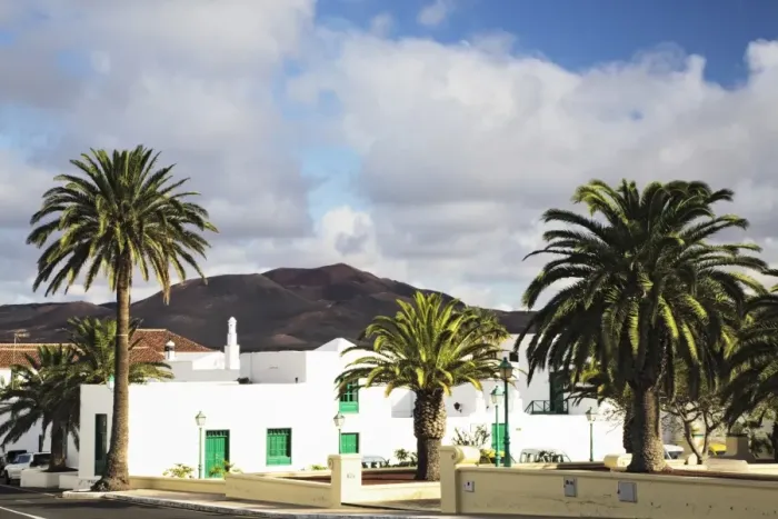 Framed Print : White houses and palm trees in Yaiza, Lanzarote, Canary Islands, Spain, Europe Framed Print : White houses and palm trees in Yaiza, Lanzarote, Canary Islands, Spain, Europe
