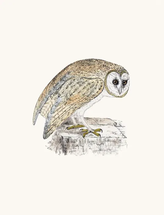 Framed Print : White Owl. A photograph of an original hand-colored engraving Framed Print : White Owl. A photograph of an original hand-colored engraving