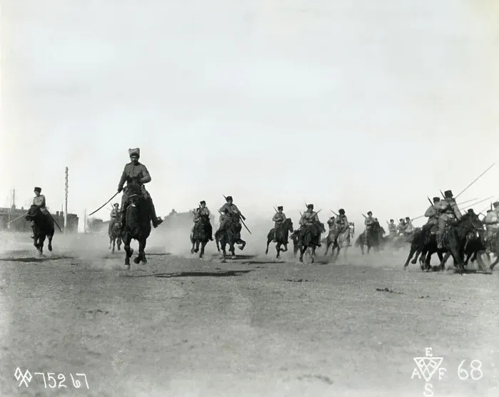 Framed Print : White Russian Troops Advance on Horses Framed Print : White Russian Troops Advance on Horses