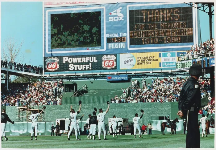 Framed Print : White Sox Players Walking Around Comiskey Park
