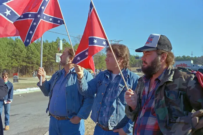 Framed Print : White Supremacists Waving Confederate Flags