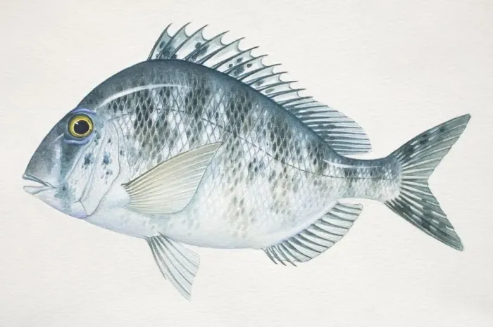 Framed Print : Whitebone Porgy, Calamus leucosteus, side view Framed Print : Whitebone Porgy, Calamus leucosteus, side view