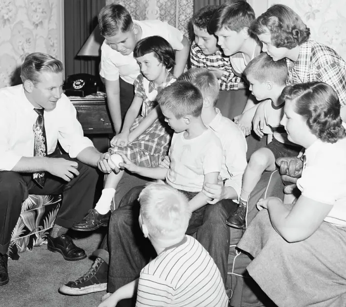 Framed Print : Whitey Ford Giving Baseball to Young Fan Framed Print : Whitey Ford Giving Baseball to Young Fan