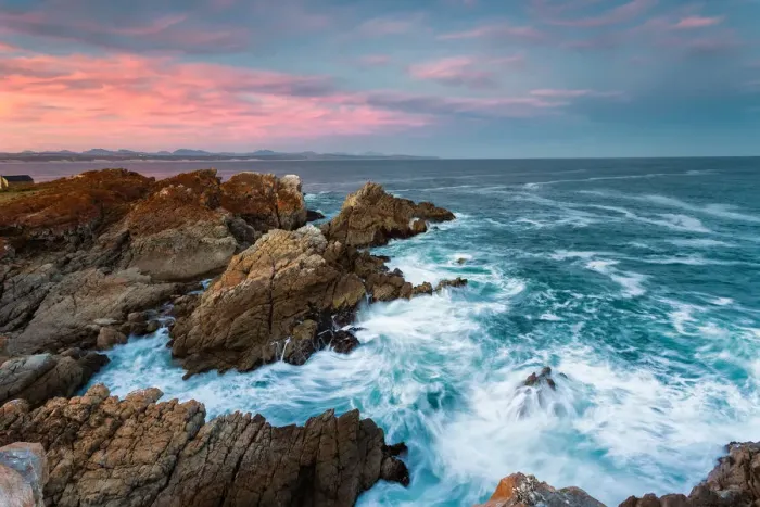 Framed Print : Wide angle landscape image of rock formations and the indian ocean along the Garden Route coast of South Africa Framed Print : Wide angle landscape image of rock formations and the indian ocean along the Garden Route coast of South Africa
