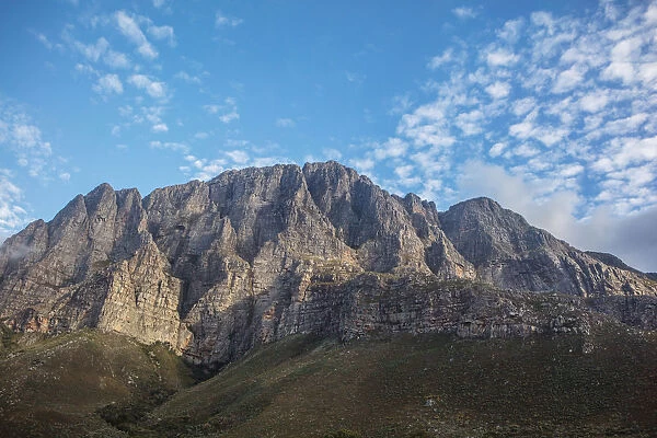 Wide shot of clouds over a mountain, Cape Town, Western Cape, South Africa