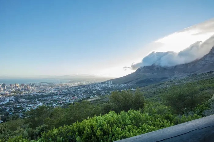 Framed Print : Wide shot of clouds moving over Table Mountain, Cape Town, Western Cape, South Africa Framed Print : Wide shot of clouds moving over Table Mountain, Cape Town, Western Cape, South Africa