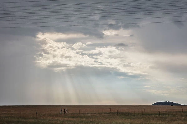 Wide shot of sun rays shinning through clouds, Cape Town, Western Cape, South Africa