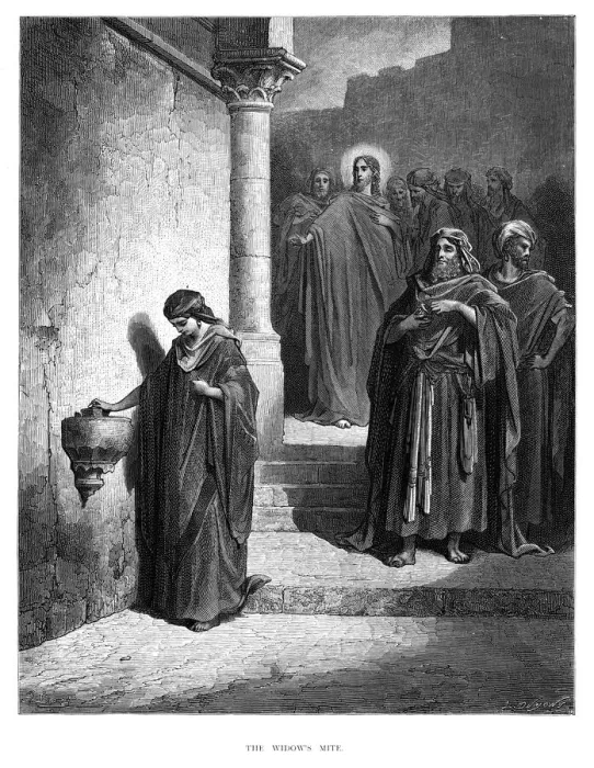 Framed Print : The widows mite engraving 1870 Framed Print : The widows mite engraving 1870
