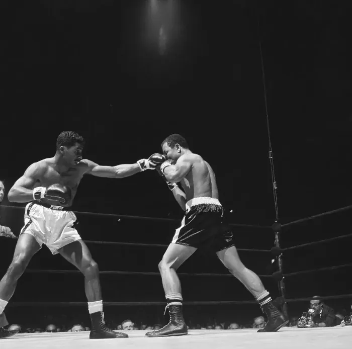Framed Print : Wilbert Mcclure Punches Jose Torres Framed Print : Wilbert Mcclure Punches Jose Torres