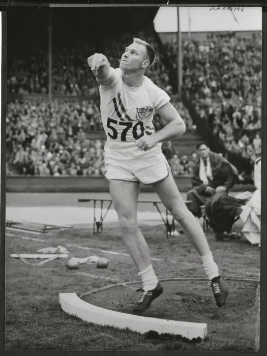 Framed Print : Wilbur Thompson Tossing in Olympic Shot Put Framed Print : Wilbur Thompson Tossing in Olympic Shot Put