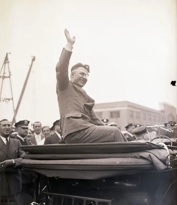 Framed Print : Wiley Post Waving in Parade Framed Print : Wiley Post Waving in Parade