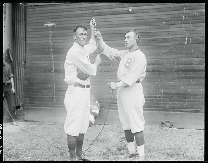 Framed Print : Wilhelm and Fred Mitchell Holding a Rope Framed Print : Wilhelm and Fred Mitchell Holding a Rope
