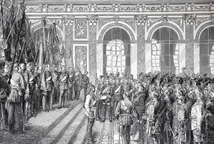 Framed Print : Wilhelm I is proclaimed German Emperor in the Hall of Mirrors in Versailles, France, Historic, digitally restored reproduction of an original 19th-century artwork Framed Print : Wilhelm I is proclaimed German Emperor in the Hall of Mirrors in Versailles, France, Historic, digitally restored reproduction of an original 19th-century artwork